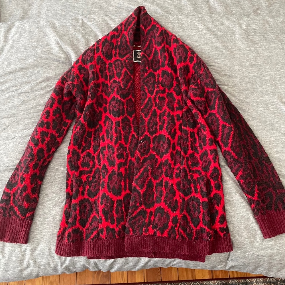 Vintage Juicy Couture Red Leopard Cardigan Coat XS/S
